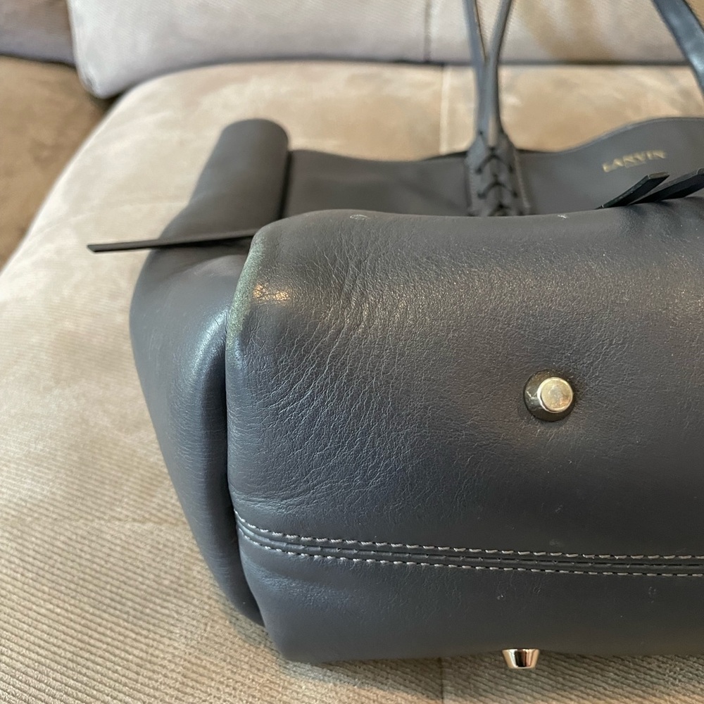 Lanvin Tassel Navy Calfskin Leather Tote